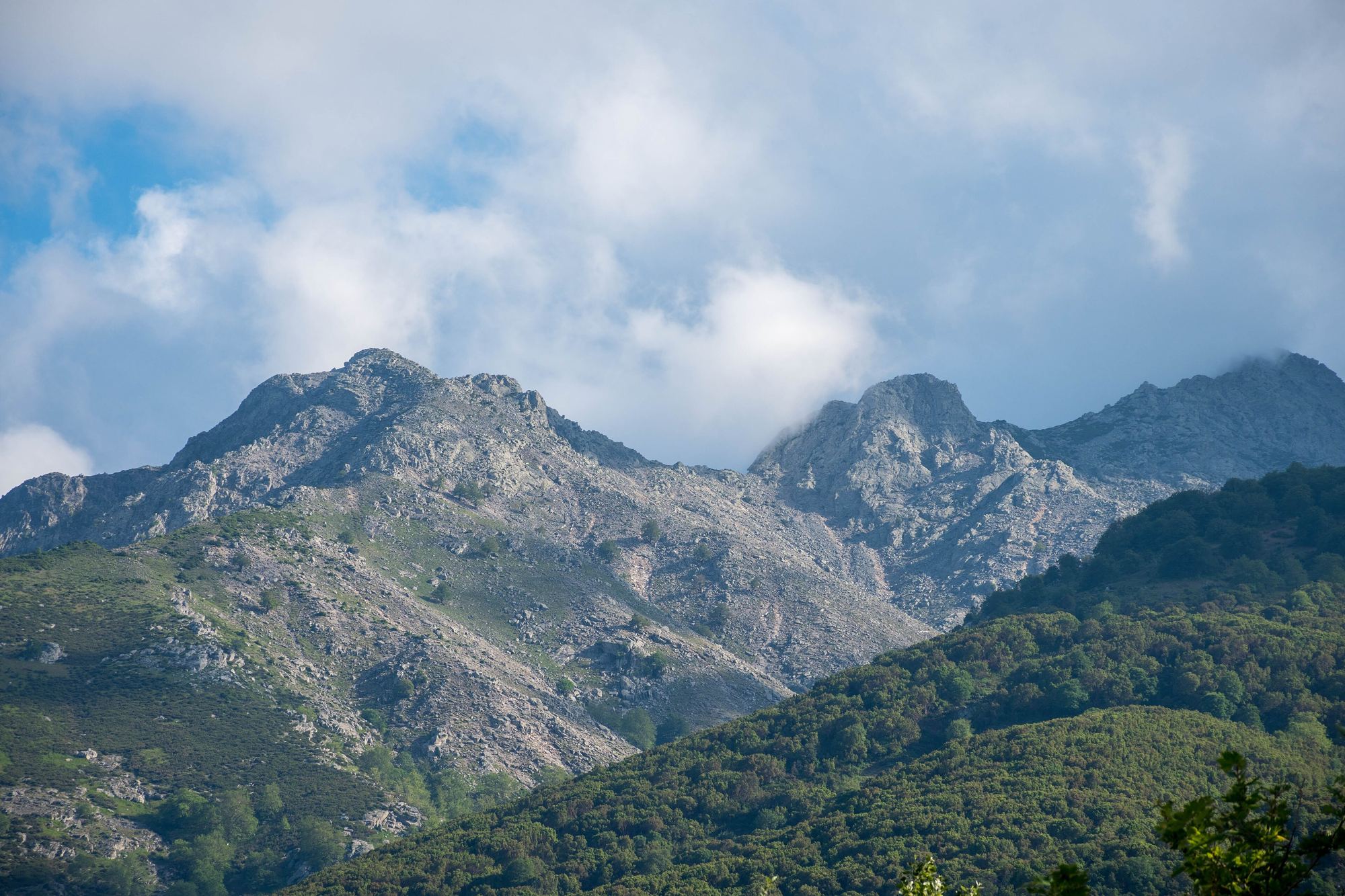 The mountain peaks of Samothrace under drifting cloud